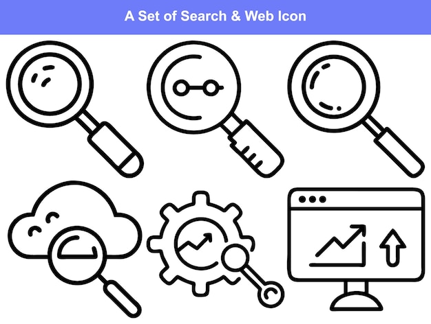 Conjunto de iconos de búsqueda y web