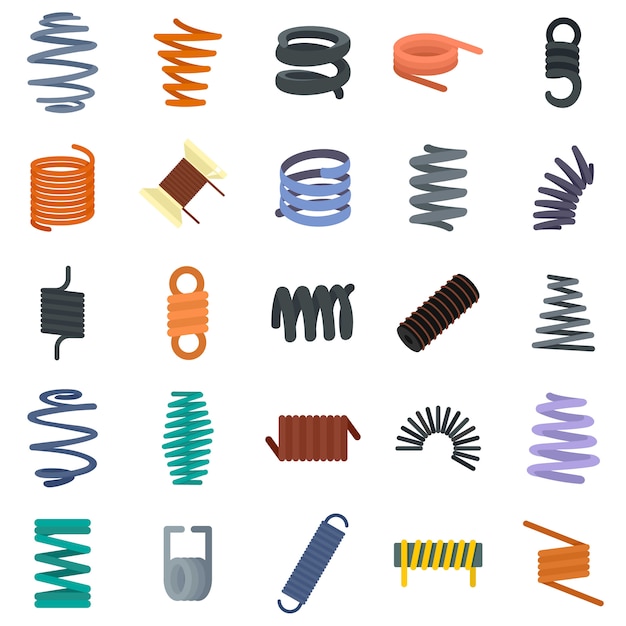 Conjunto de iconos de cable muelle helicoidal