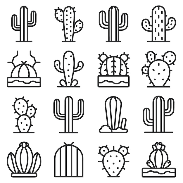 Conjunto de iconos de cactus