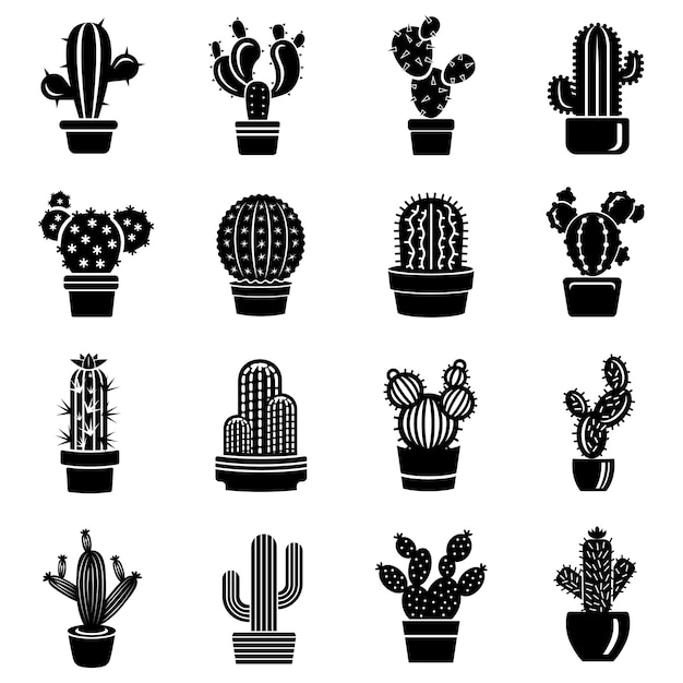 Vector conjunto de iconos de cactus