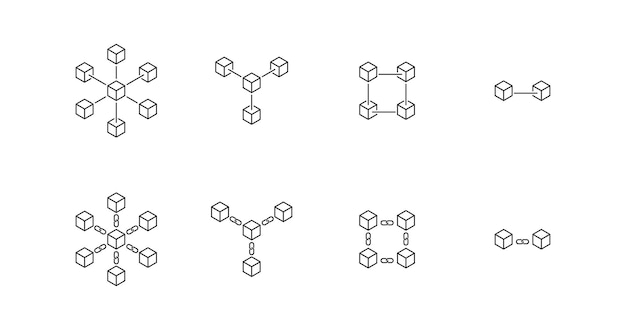 Conjunto de iconos de cadena de bloques Vector EPS 10