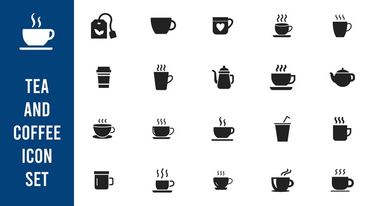 Conjunto de íconos de café y té