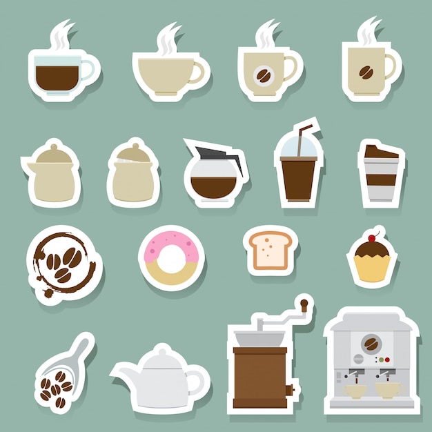Conjunto de iconos de café y té
