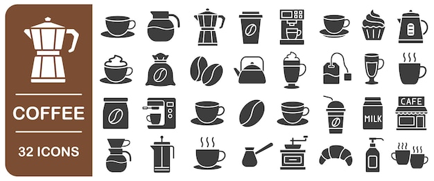 Conjunto de iconos de café