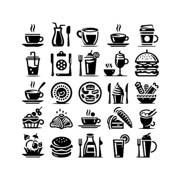 Conjunto de iconos de cafetería icono de restaurante comida y bebida icono de diseño vectorial ilustración