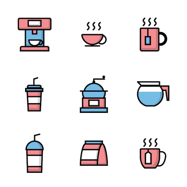 Vector conjunto de iconos de cafetería