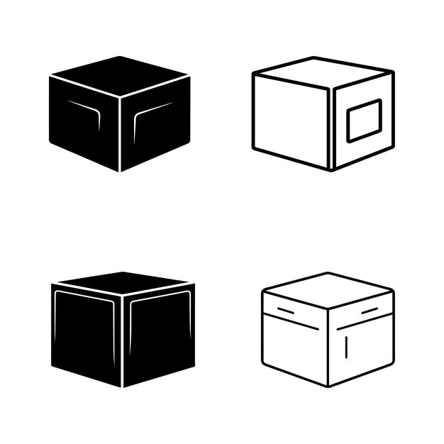 Conjunto de iconos de caja Iconio negro en fondo blanco Ilustración vectorial