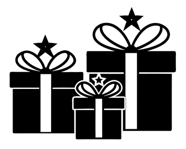 conjunto de iconos de cajas de regalos de Navidad silueta negra arte vectorial e ilustración