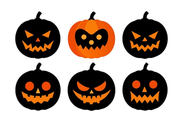 Conjunto de iconos de calabaza espeluznante Arte vectorial