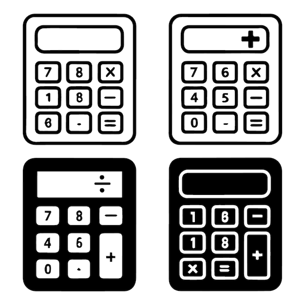 Conjunto de iconos de la calculadora Signo y símbolo de la calculador