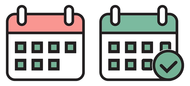 Conjunto de iconos de calendario y icono de calendario Calendario Contorno de calendario Contorno de icono Outl