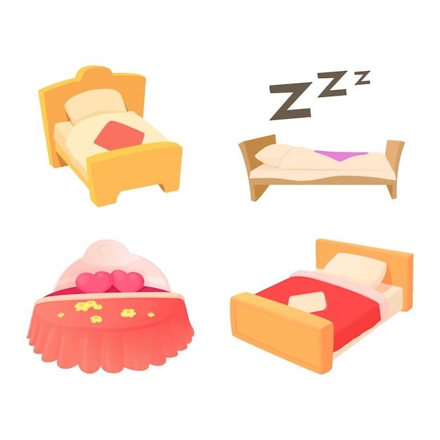 Vector conjunto de iconos de cama