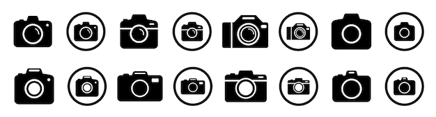 Conjunto de íconos de la cámara Cámara de fotos en estilo plano Sin fotos Símbolo de la cámara Ilustración vectorial
