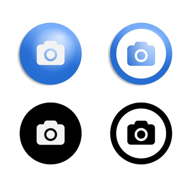 Conjunto de iconos de cámara Iconos de cámara de fotos planos y 3d