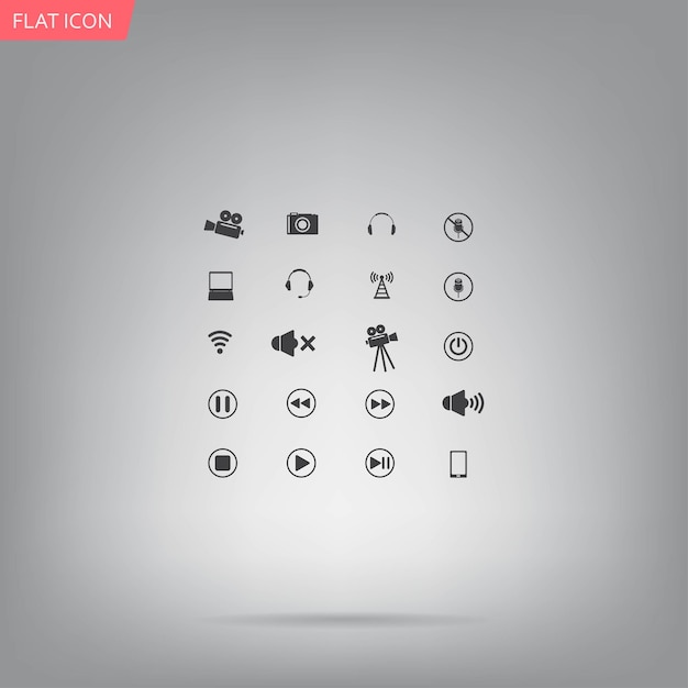 Conjunto de iconos de cámaras de video y fotos Ilustración vectorial Eps 10