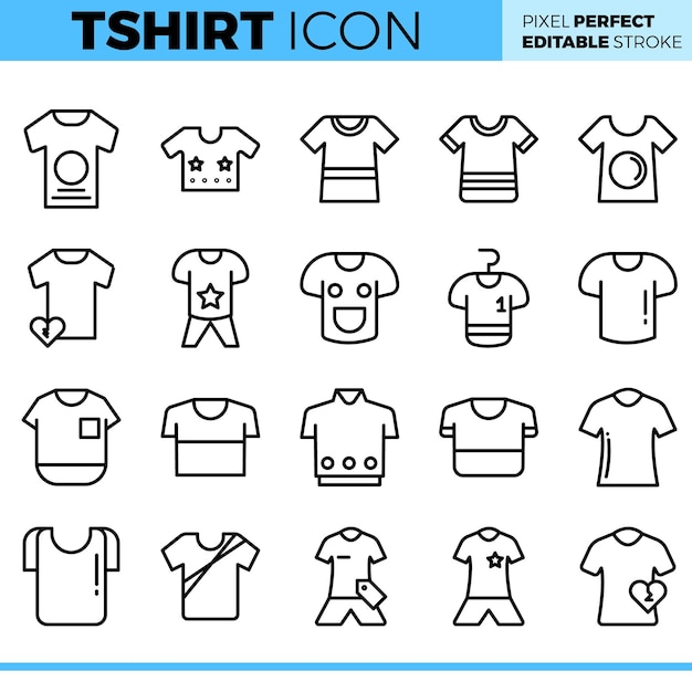 Conjunto de iconos de camiseta vectorial