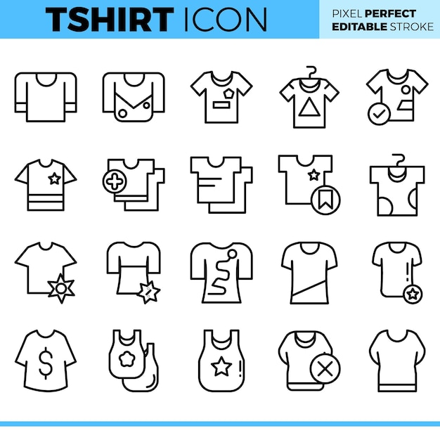 Conjunto de iconos de camiseta vectorial