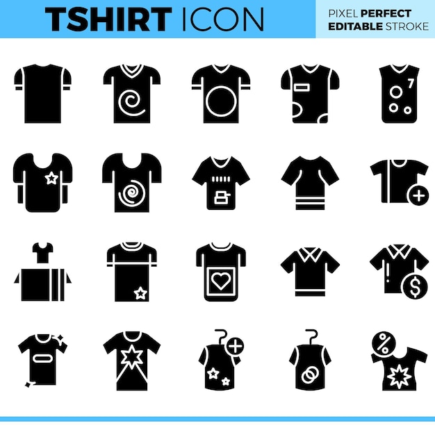 Conjunto de iconos de camiseta vectorial