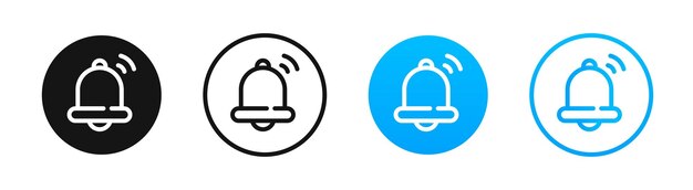 Conjunto de iconos de campana de notificación Símbolos de alarma de vector plano Mensaje de bandeja de entrada entrante