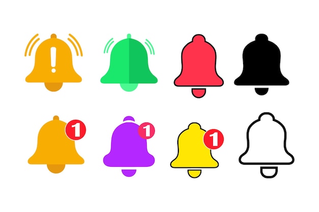 Conjunto de iconos de campana de notificación para sitios web