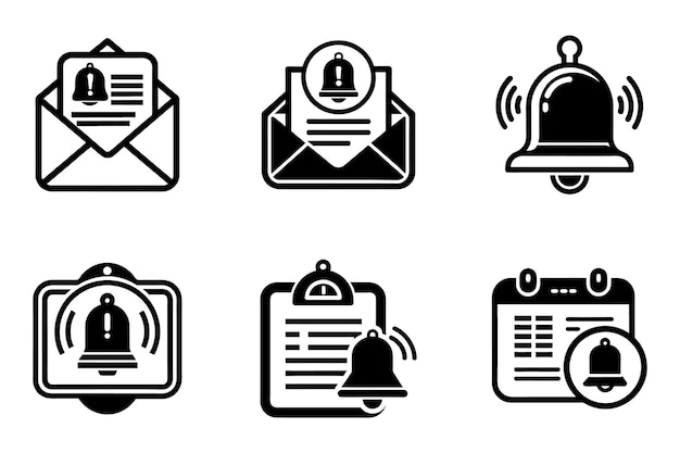 Conjunto de iconos de campanas de notificación en estilo de arte en línea