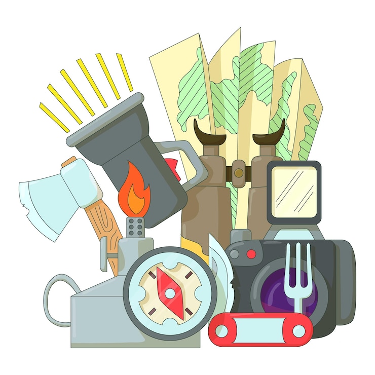 Vector conjunto de iconos de camping ilustración plana de iconos de vector de camping para web