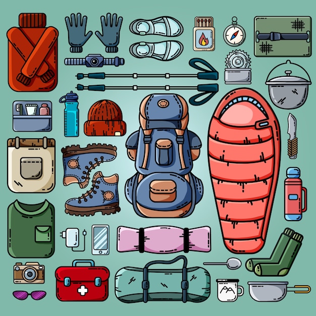 Conjunto de iconos de camping