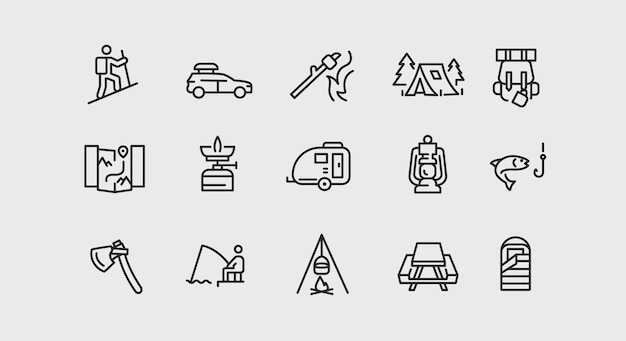 Conjunto de iconos de camping