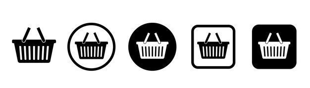 Conjunto de iconos de la canasta de compras Comprar en el mercado o en el supermercado Casta de compras Ilustración vectorial