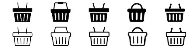 Conjunto de iconos de la canasta de compras