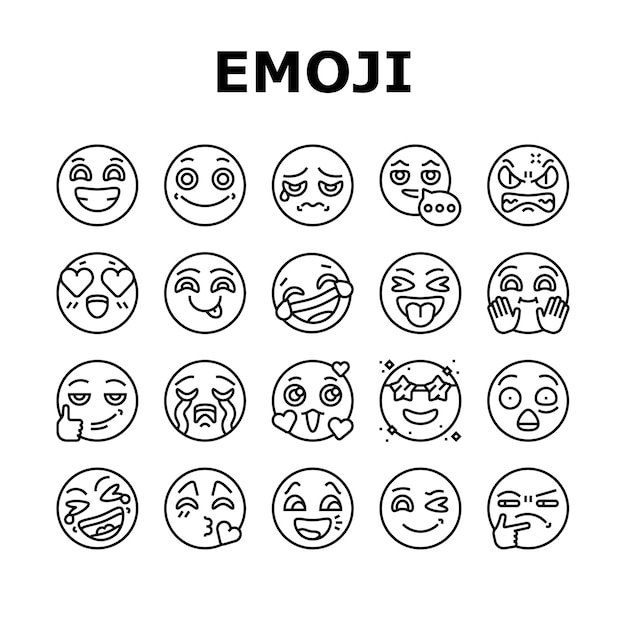 Conjunto de iconos de cara de sonrisa divertida emocional emoji vector