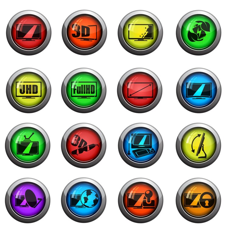 Vector conjunto de iconos de características y especificaciones de vector tv