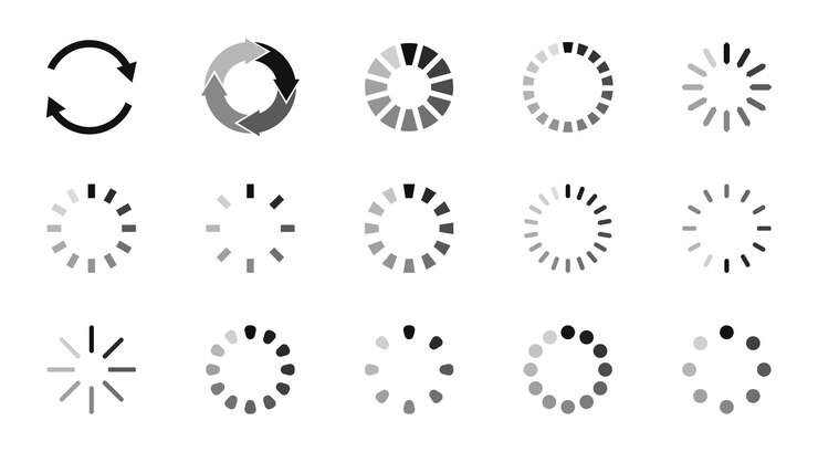 Vector conjunto de iconos de carga cargador circular icono de carga