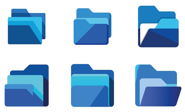 Conjunto de iconos de carpeta azules