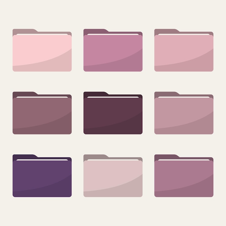 Vector conjunto de iconos de carpeta. todo tipo de documento, formatos de archivo colección de símbolos de ilustración vectorial. carpeta de computadora, signo de carpetas