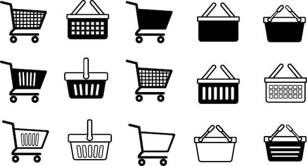 Conjunto de iconos de carrito de compras Colección de iconos web para tienda en línea Vector