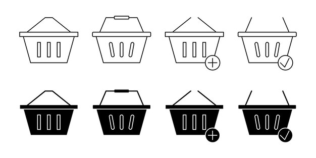 conjunto de iconos de carrito de compras símbolo simple de compra en una tienda en Internet