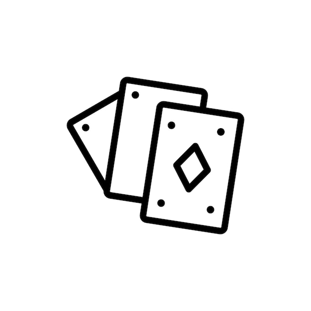 Conjunto de iconos de cartas de juego de cartas de casino de póquer símbolo vectorial en estilo negro lleno y delineado