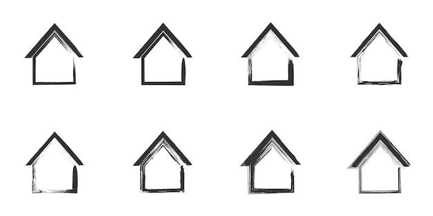 Un conjunto de iconos de casa dibujados a mano ilustración vectorial