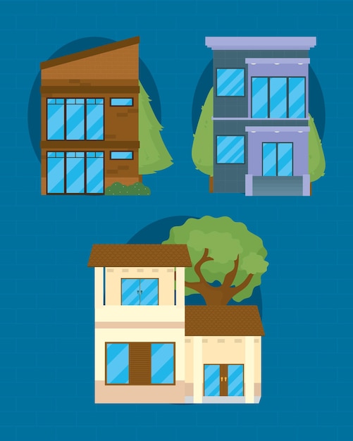 Vector conjunto de iconos de casas modernas