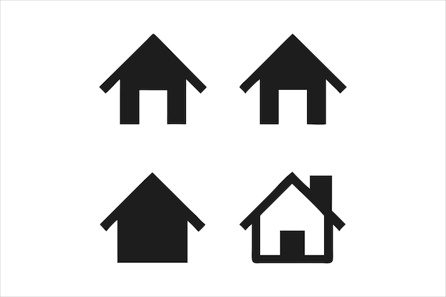Conjunto de iconos de casas monocromáticas simples