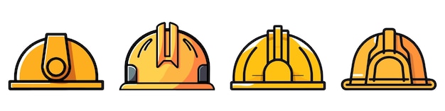 Vector conjunto de iconos de cascos de construcción en estilo plano icono de casco de construcción