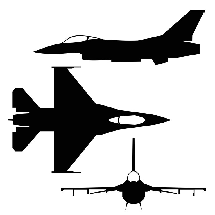 Vector conjunto de iconos de caza a reacción f16