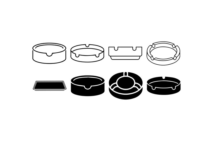 Vector conjunto de iconos de cenicero con varias formas y diseños diseño de ilustraciones vectoriales