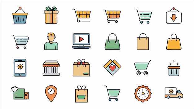 un conjunto de iconos para un centro comercial