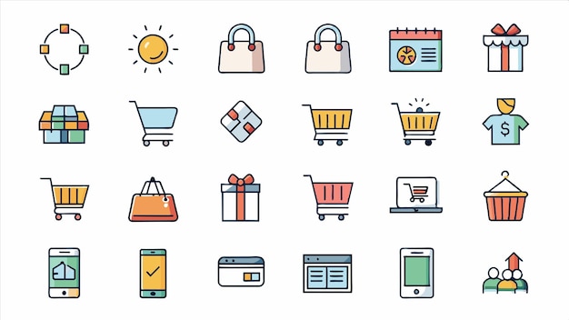 un conjunto de iconos para un centro comercial