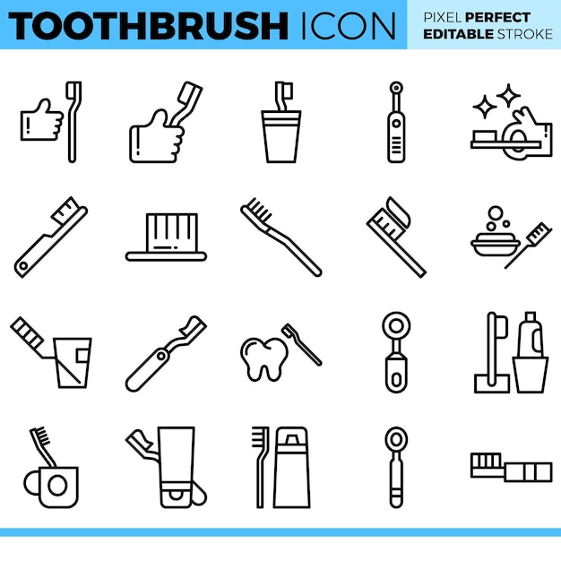 Conjunto de iconos de cepillo de dientes