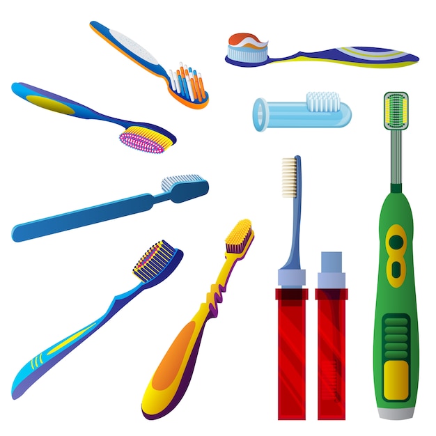 Vector conjunto de iconos de cepillo de dientes