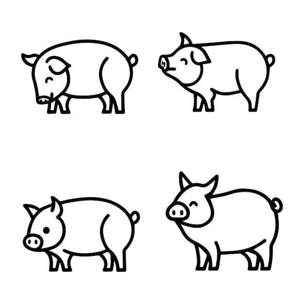 Vector conjunto de iconos de cerdo
