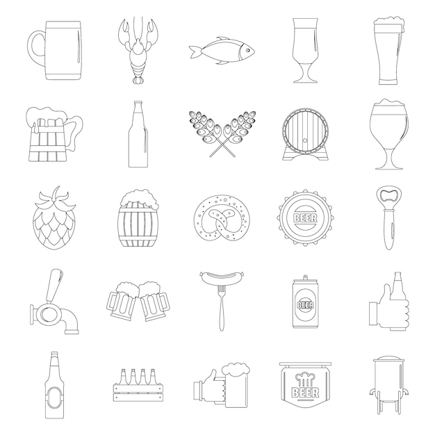 Vector conjunto de iconos de cerveza